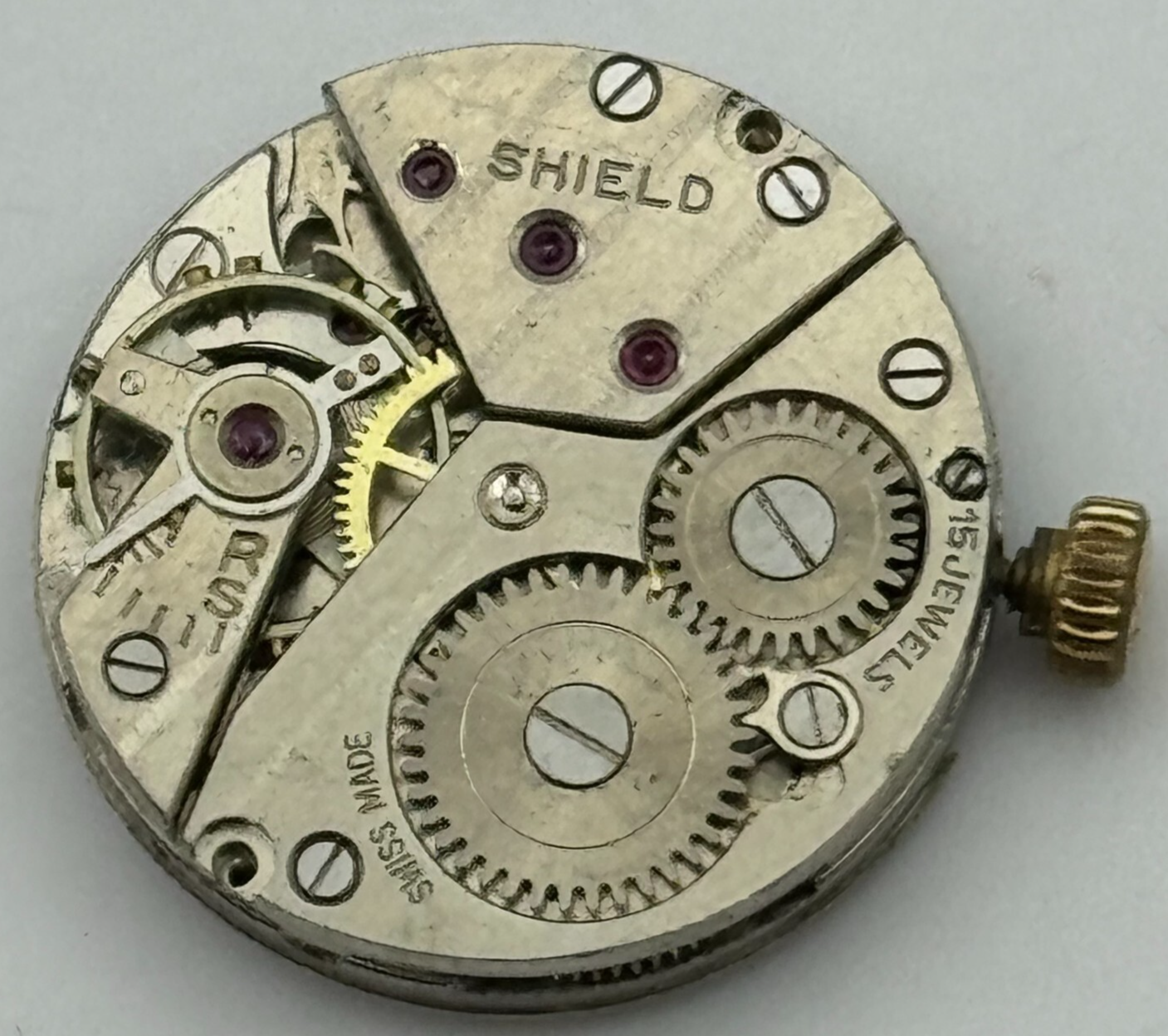 19.7mm Shield Peseux P 220 Manual Wind Swiss Made 15 Jewels Watch Movement PARTS