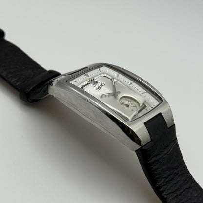 DKNY NY-1316 Quartz Watch Date Dial Black Leather Strap 34mm PARTS REPAIR