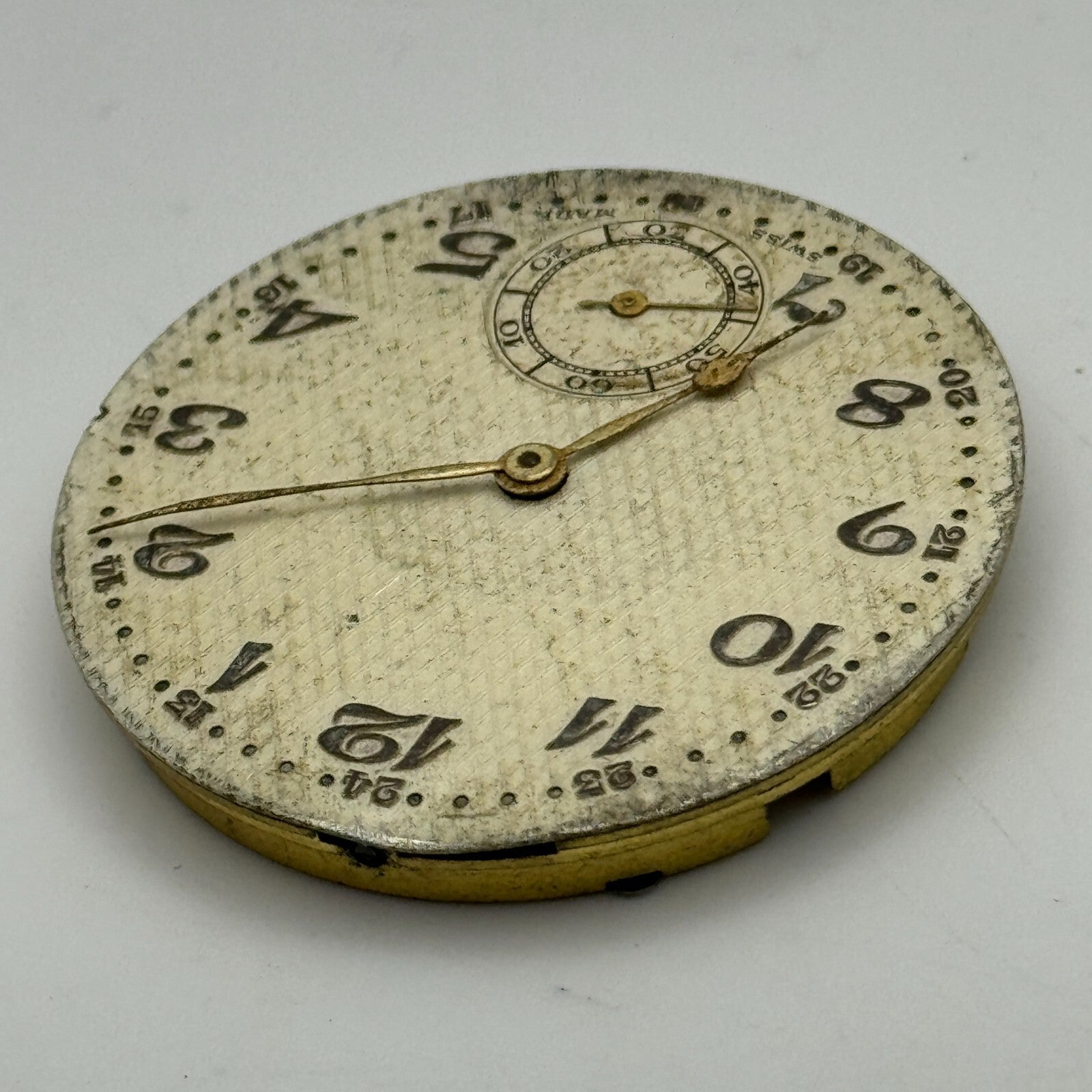 40.7mm Swiss 24 Hour Dial Sub Seconds Pocket Watch Movement Hands PARTS SPARES