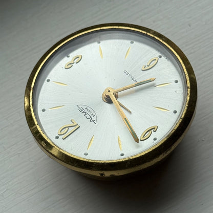 63mm Vintage Acme De Luxe Travel Desk Clock Jewelled Made In Germany To Restore