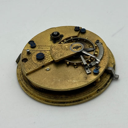 44.6mm Antique Reversing Pinion Key Wound English Pocket Watch Movement PARTS