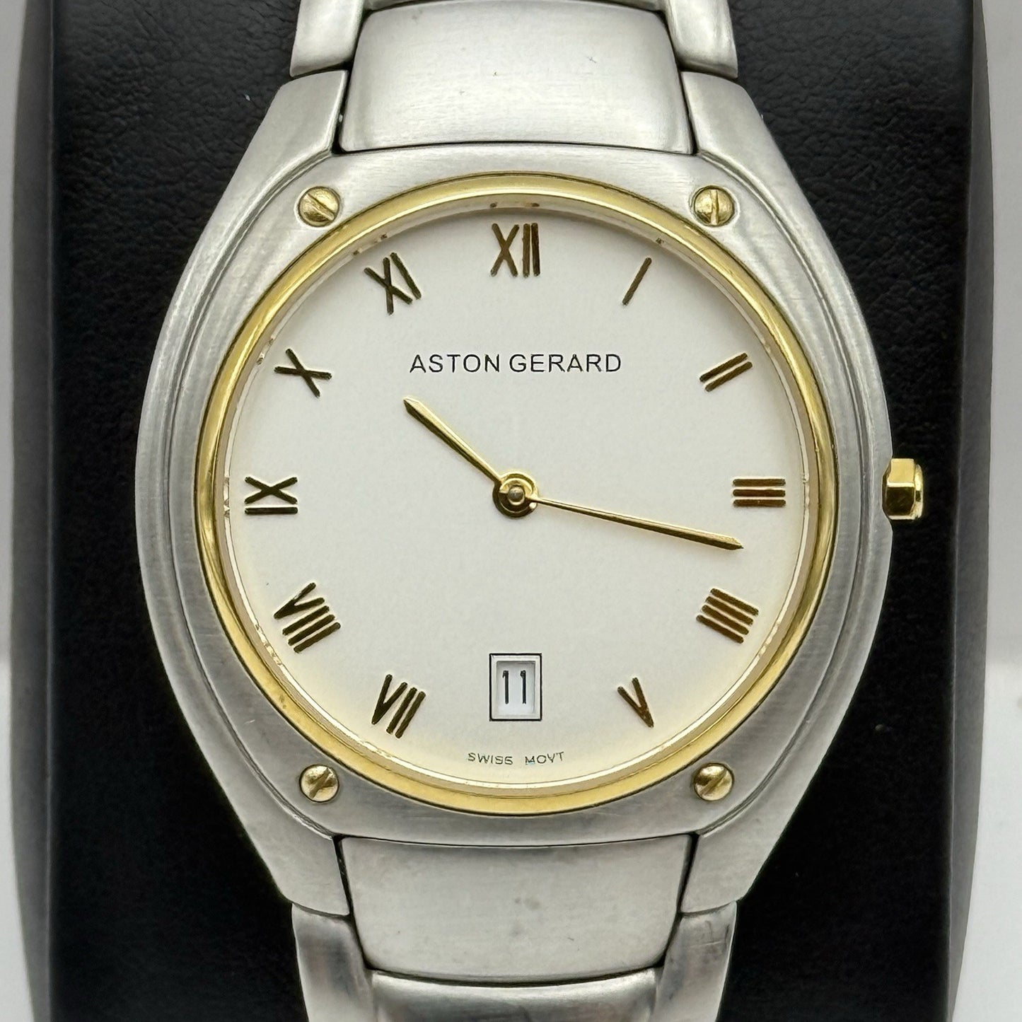 36mm Working Vintage Mens Aston Gerard 261267KM Swiss Date Dial Quartz Watch