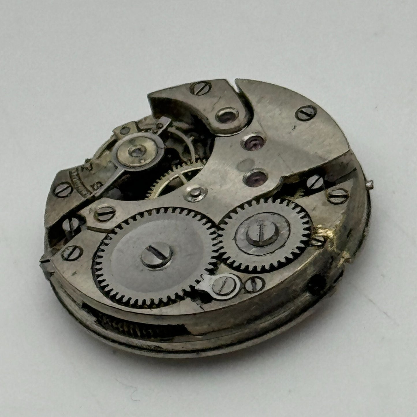 24.1mm Unidentified Manual Wind Trench Watch Movement Dial Hands Vintage PARTS