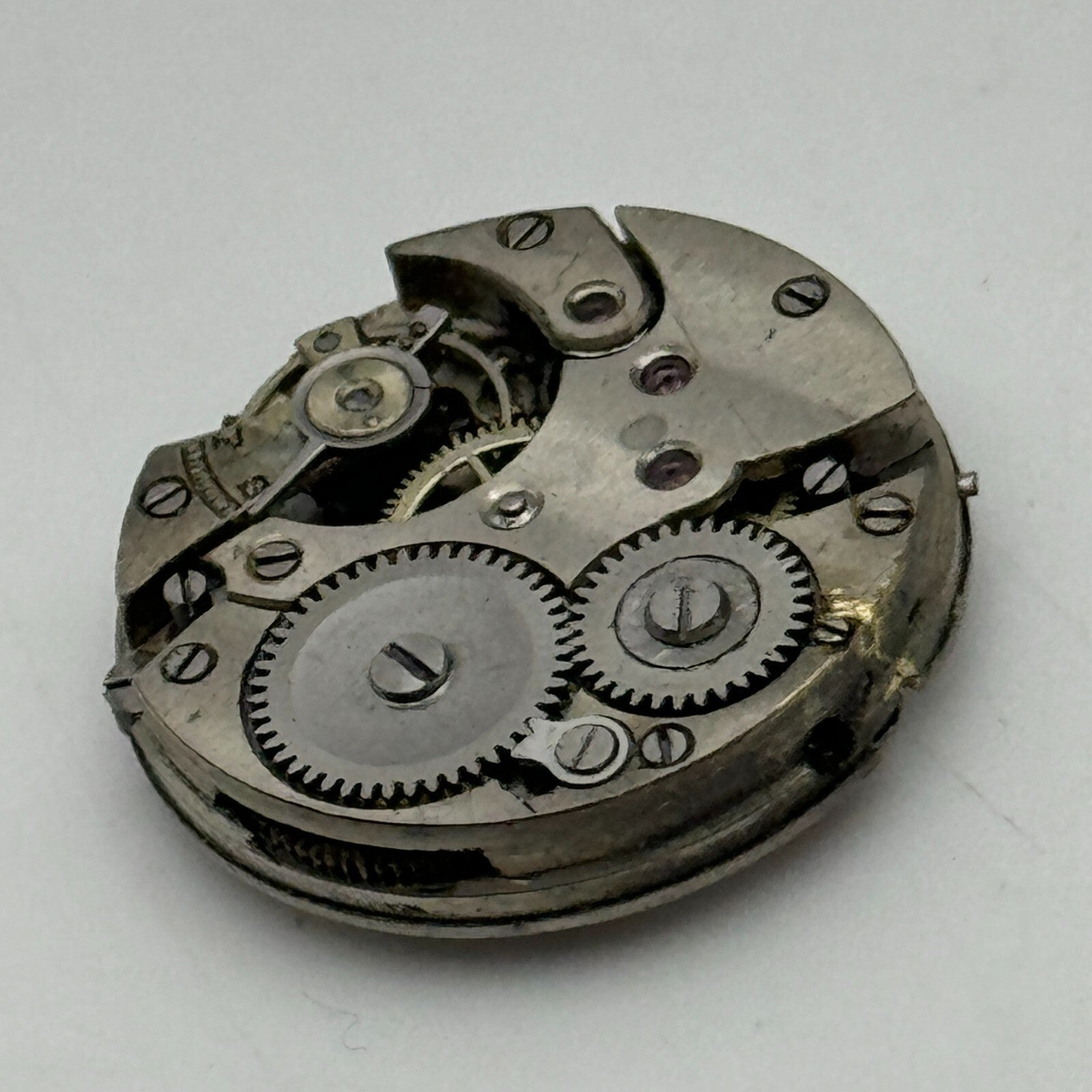 24.1mm Unidentified Manual Wind Trench Watch Movement Dial Hands Vintage PARTS