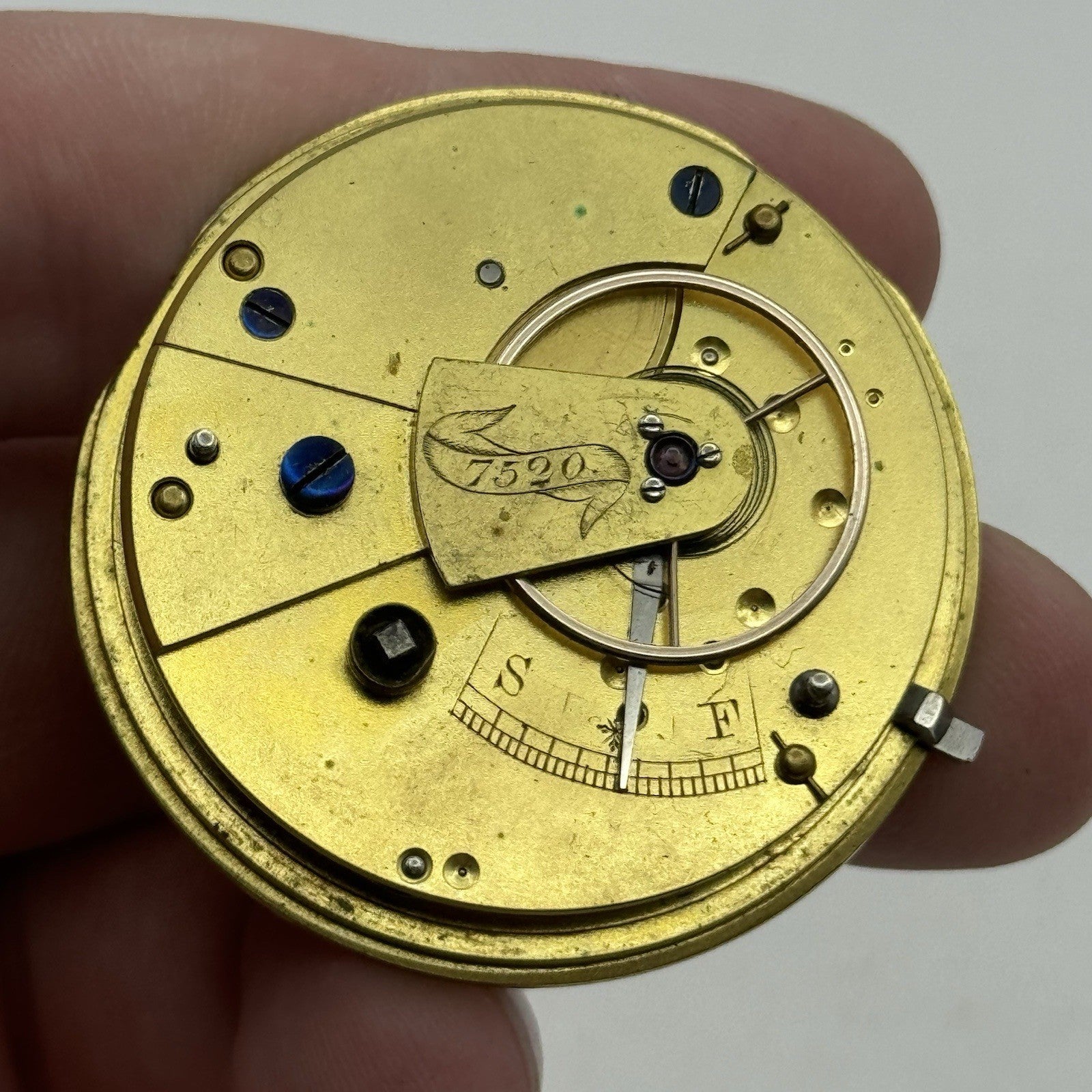 42.9mm Antique Fusee Quality English Pocket Watch Movement - PARTS REPAIR SPARES