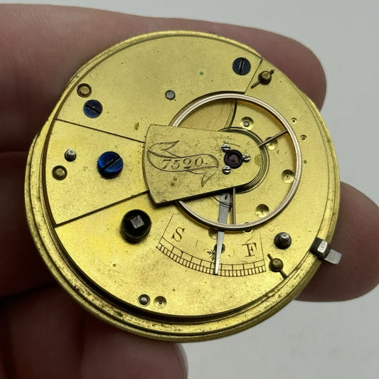 42.9mm Antique Fusee Quality English Pocket Watch Movement - PARTS REPAIR SPARES