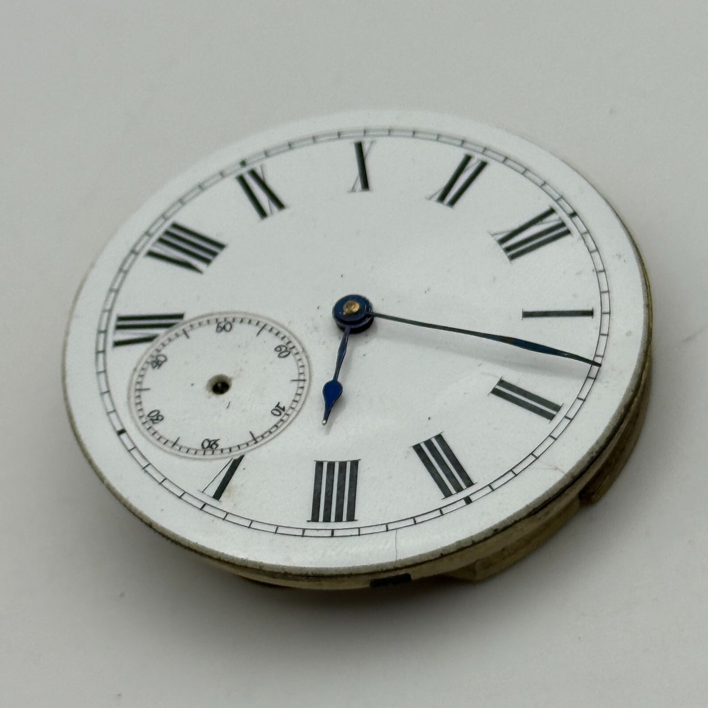 42.7mm Antique Key Wound Balance Intact Pocket Watch Movement Dial Hands PARTS