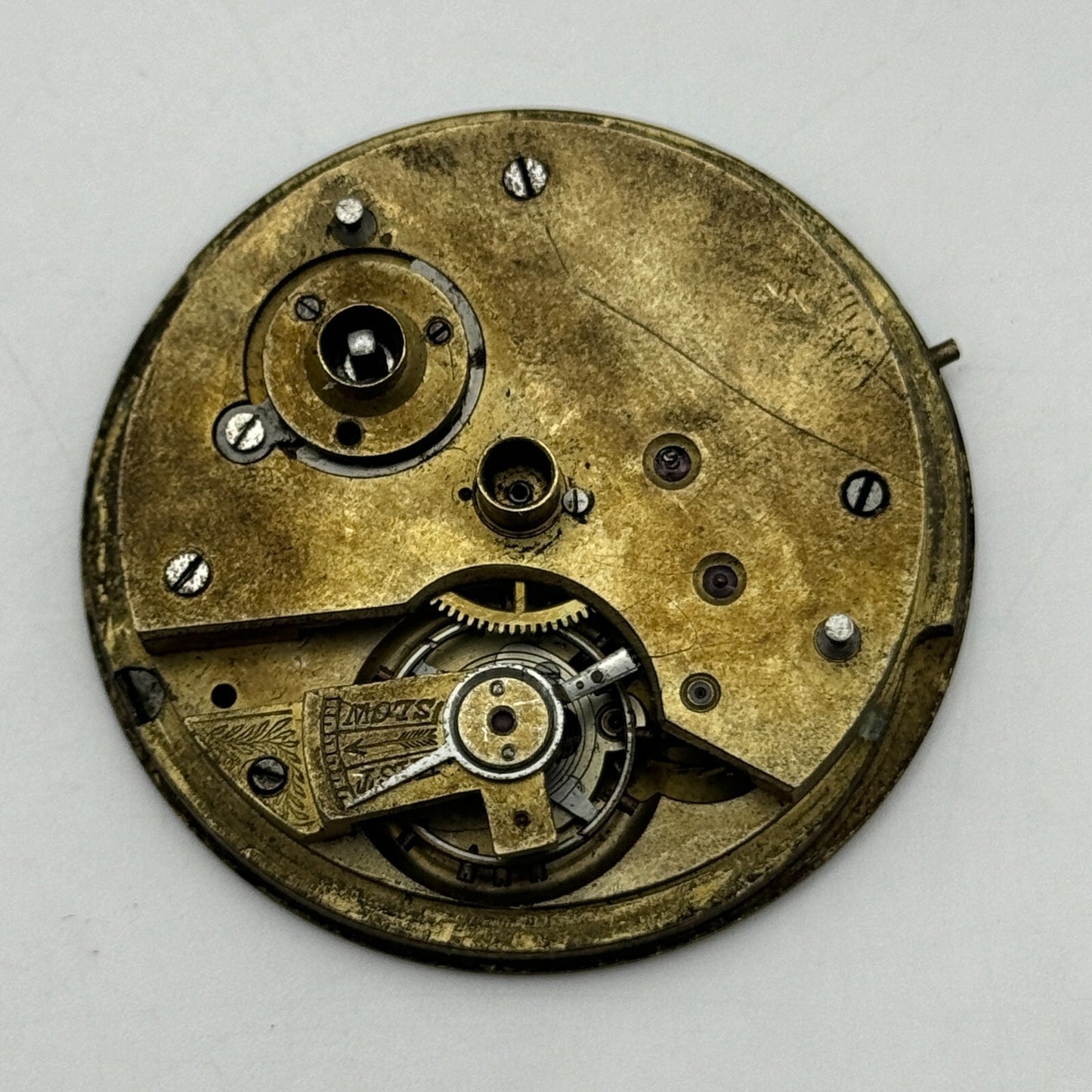 46.8mm Antique Unidentified Key Wound Pocket Watch Movement PARTS REPAIR SPARES