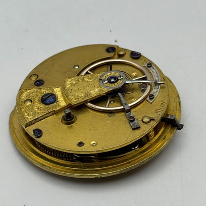 Fusee Pocket Watch Movement Antique English Key Wound Parts Repair Spares 35.9mm