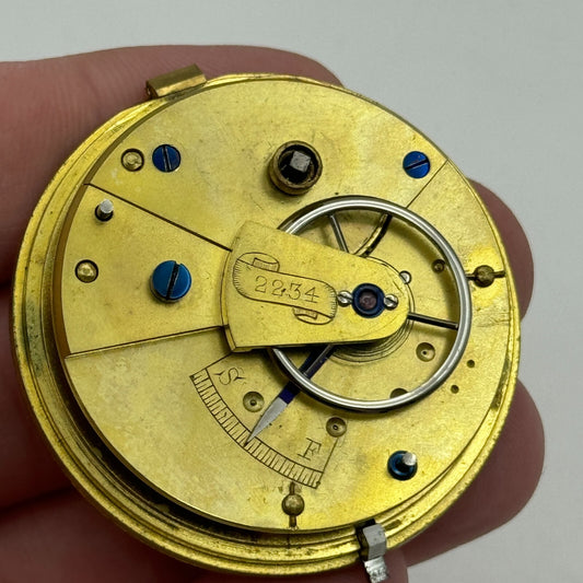 43mm Antique Good Quality Unidentified English Pocket Watch Movement PARTS SPARE