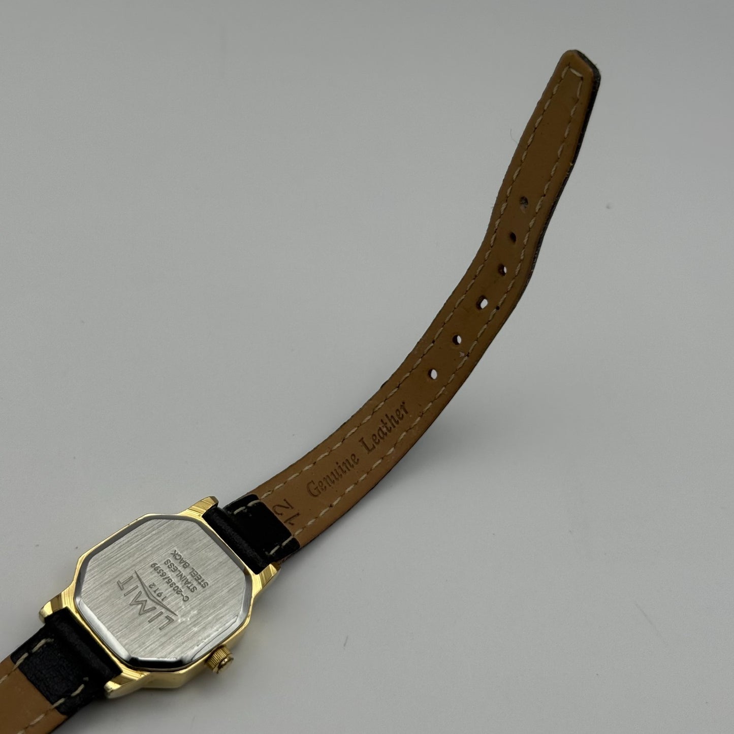 Limit 1912 Ladies Quartz Watch White Dial Black Leather Strap Working 22mm