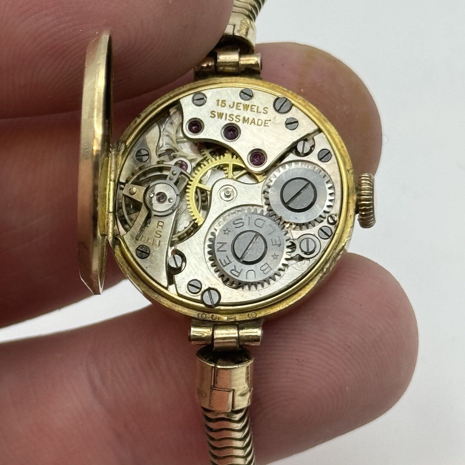 21mm Buren Dennison 9ct Gold Ladies Swiss Manual Wind Watch To Restore Vintage