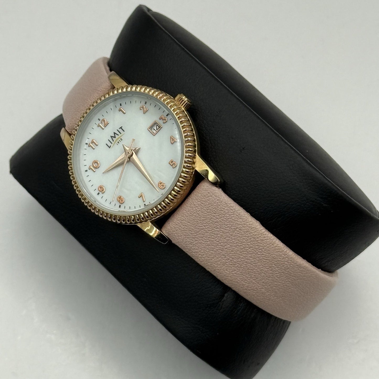 27mm Working Ladies Limit Mother Of Pearl Date Dial C-VJ22 Pink Quartz Watch