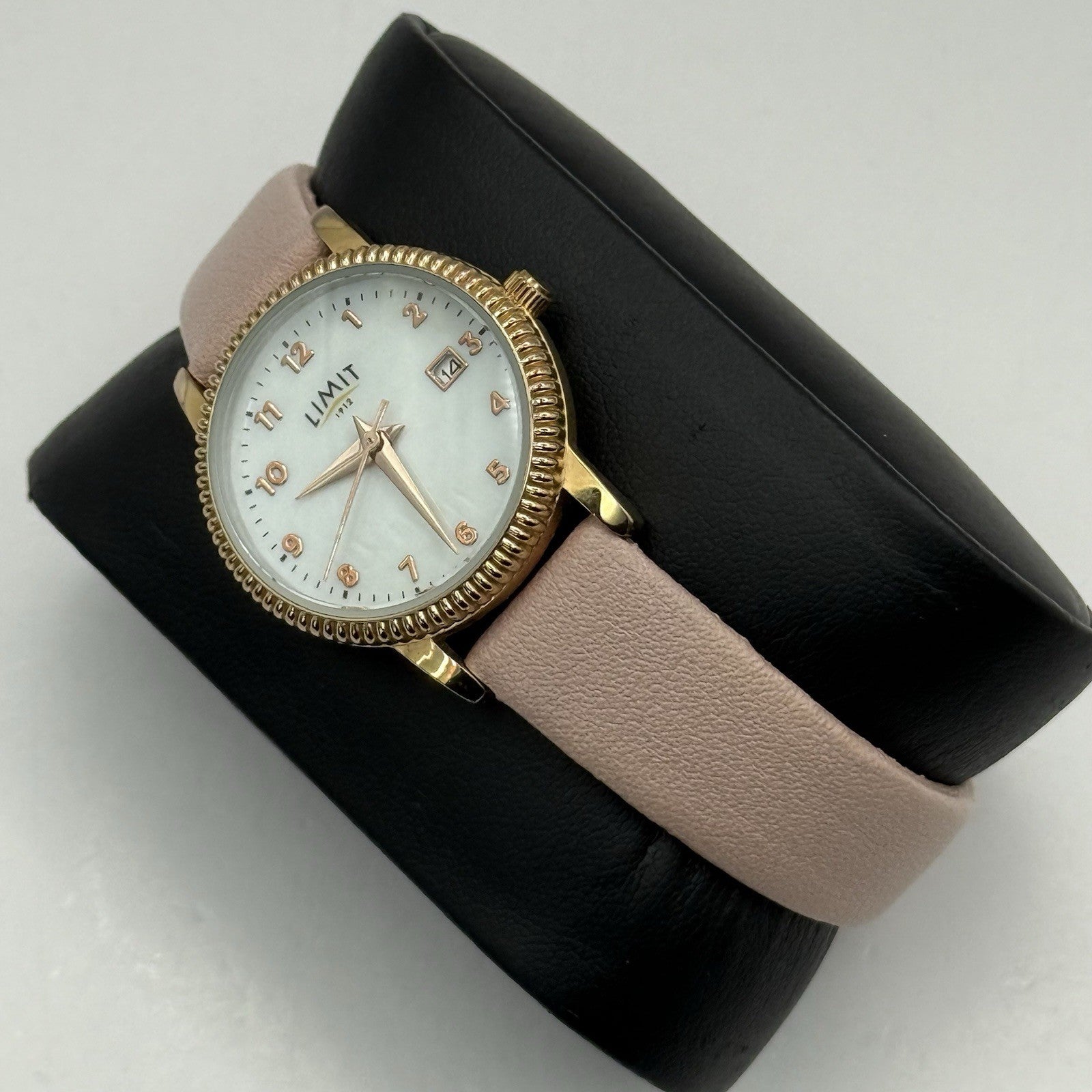 27mm Working Ladies Limit Mother Of Pearl Date Dial C-VJ22 Pink Quartz Watch