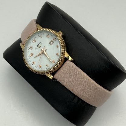 27mm Working Ladies Limit Mother Of Pearl Date Dial C-VJ22 Pink Quartz Watch