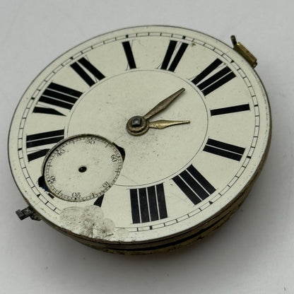 46.7mm Antique Key Wound Pocket Watch Movement PARTS
