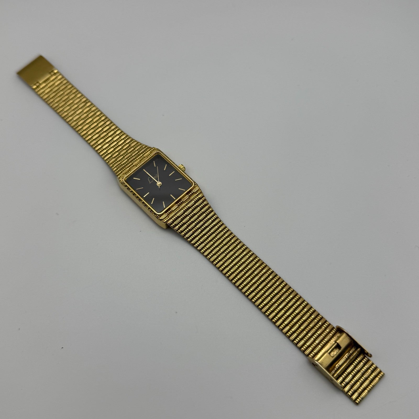 Limit Ladies Quartz Watch Black Dial Gold Tone Bracelet 24mm PARTS REPAIR