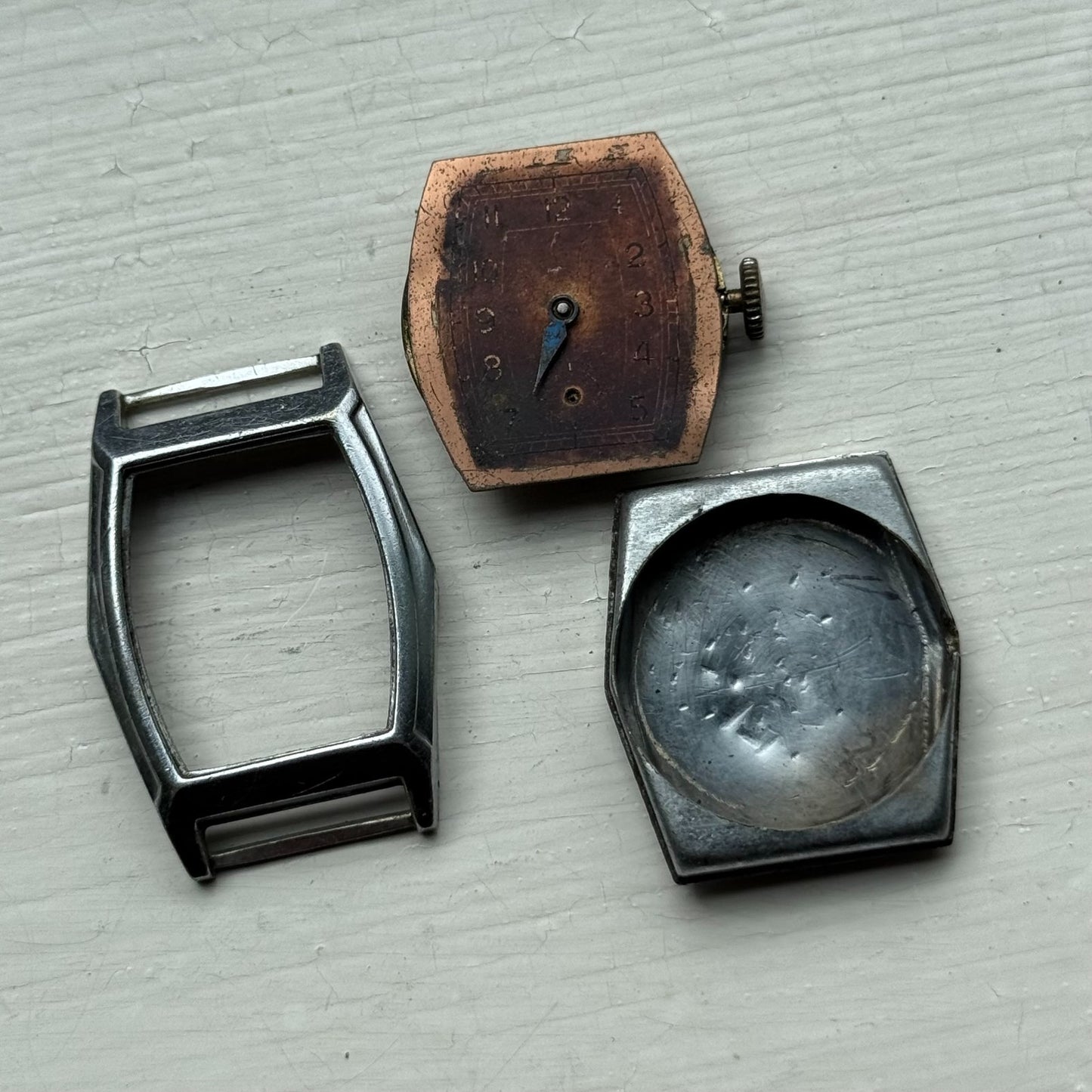 25mm Ladies Vintage Brown Patina Tonneau Dial Manual Wind Watch PARTS REPAIR