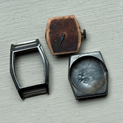 25mm Ladies Vintage Brown Patina Tonneau Dial Manual Wind Watch PARTS REPAIR