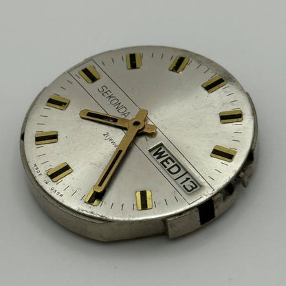 Slava 2428 Watch Movement Sekonda Day Date Manual Vintage Parts Repair 32.1mm