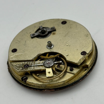 44mm Antique Paris Exhibition 1867 Key Wound Pocket Watch Movement PARTS REPAIR