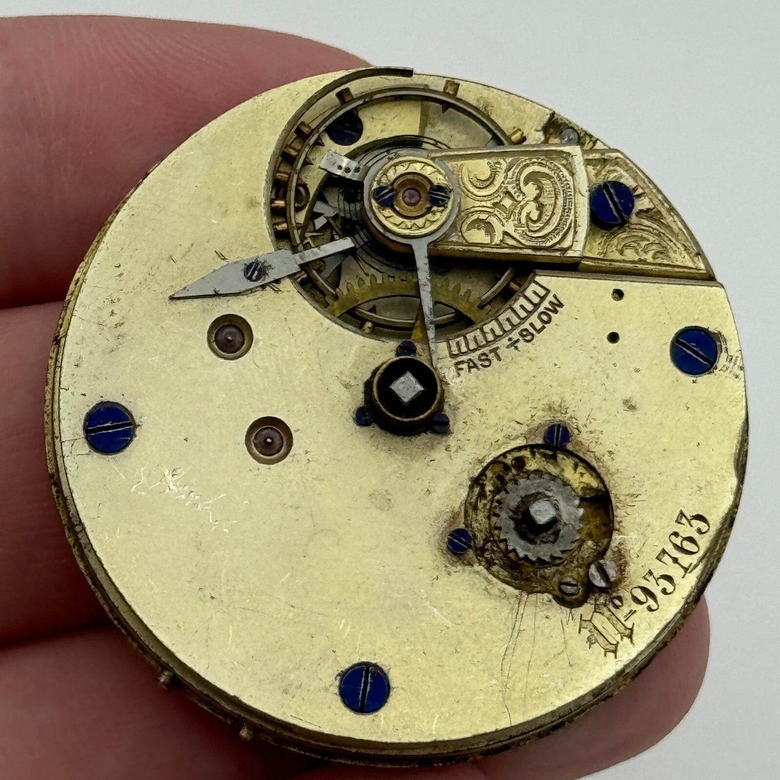 40.7mm Antique Unidentified Interesting Key Wound Pocket Watch Movement PARTS