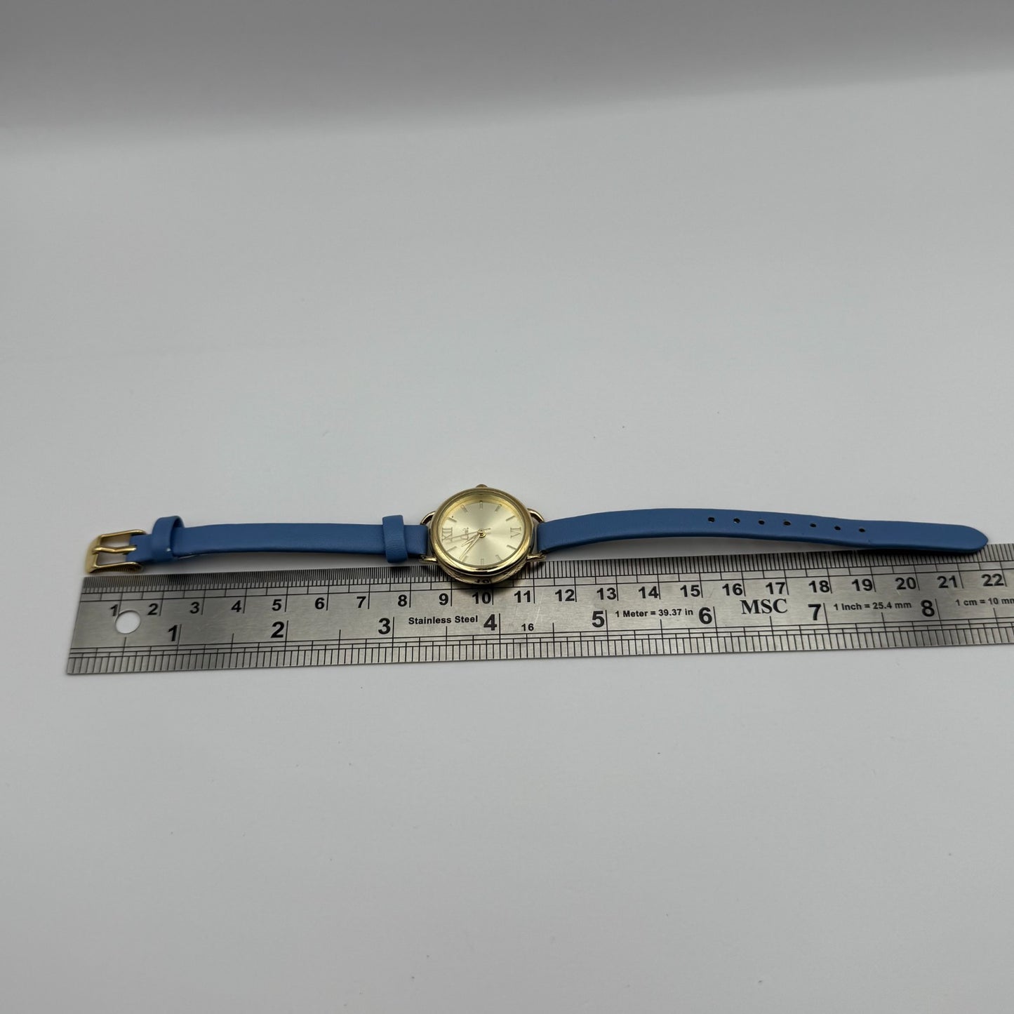 Limit Ladies Quartz Watch Gold Tone Blue Strap Working 25mm New Battery