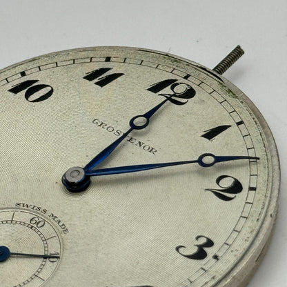 41.5mm Antique Grosvenor Open Face Sub Seconds Swiss Pocket Watch Movement PARTS
