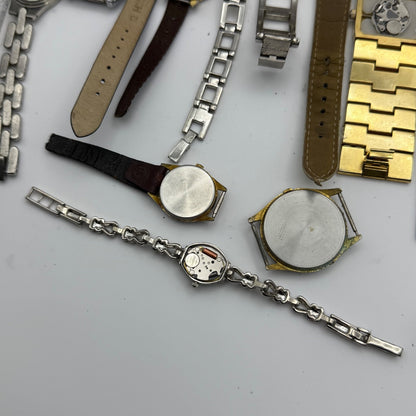 Bundle Of 16 Quartz Watches Modern / Vintage Untested Parts / Repair / Crafts