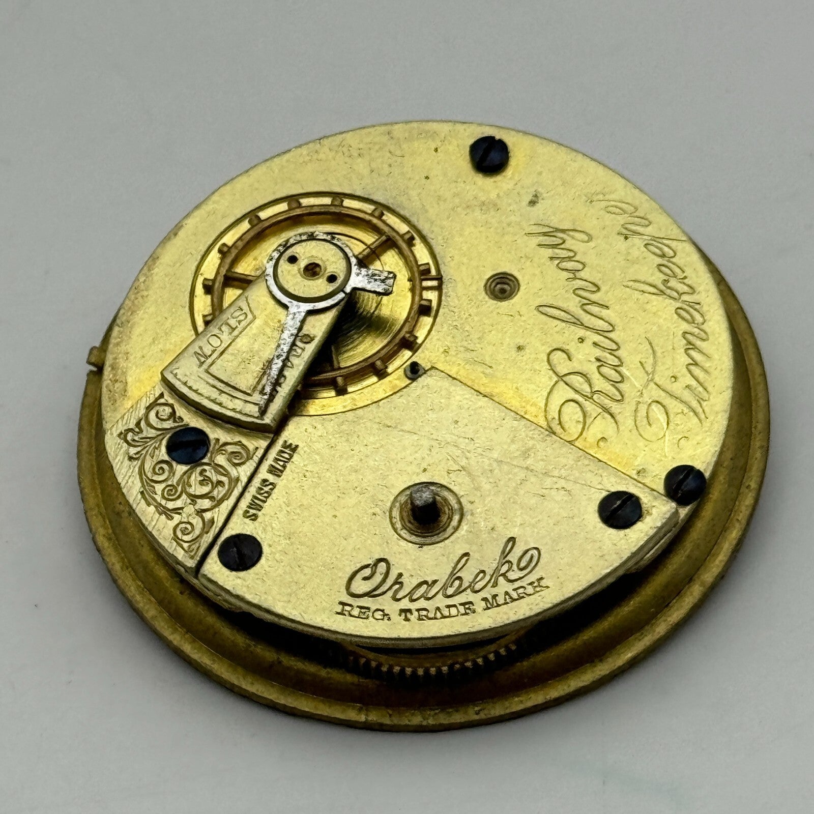 47.6mm Antique Railway Timekeeper Key Wound Pocket Watch Movement PARTS REPAIR