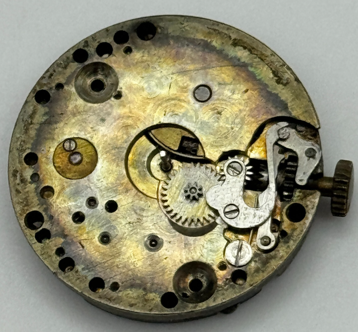 23.6mm Running Unidentified Swiss Trench Watch Movement Manual Wind  PARTS