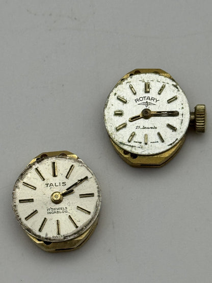 12.9mm Vintage Bundle AS 1977-2 Manual Wind Swiss Watch Movements x2 REPAIR