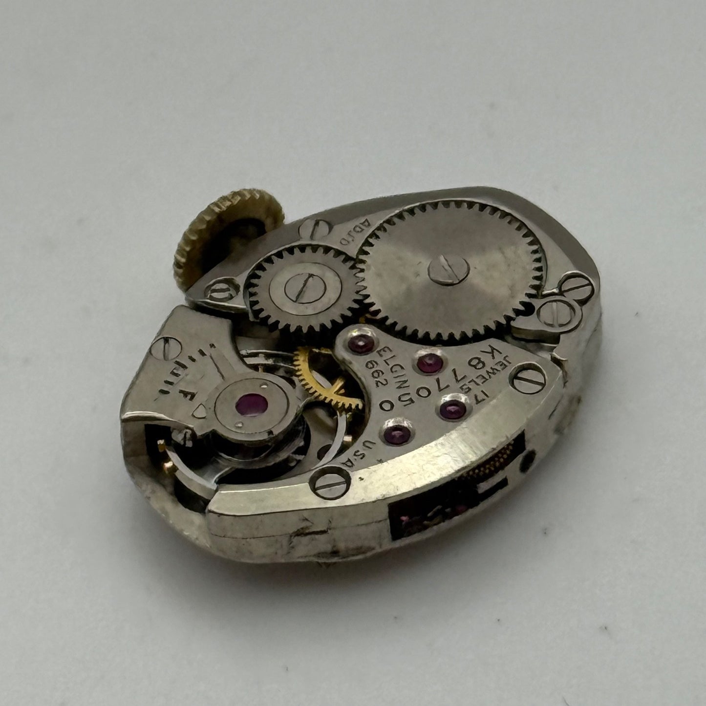 Elgin 662 Watch Movement 17 Jewels USA Vintage American Parts Repair 14.3mm
