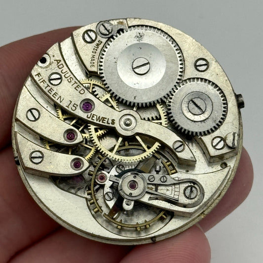 43.1mm Unidentified High Grade 15 Jewels Swiss Pocket Watch Movement PARTS