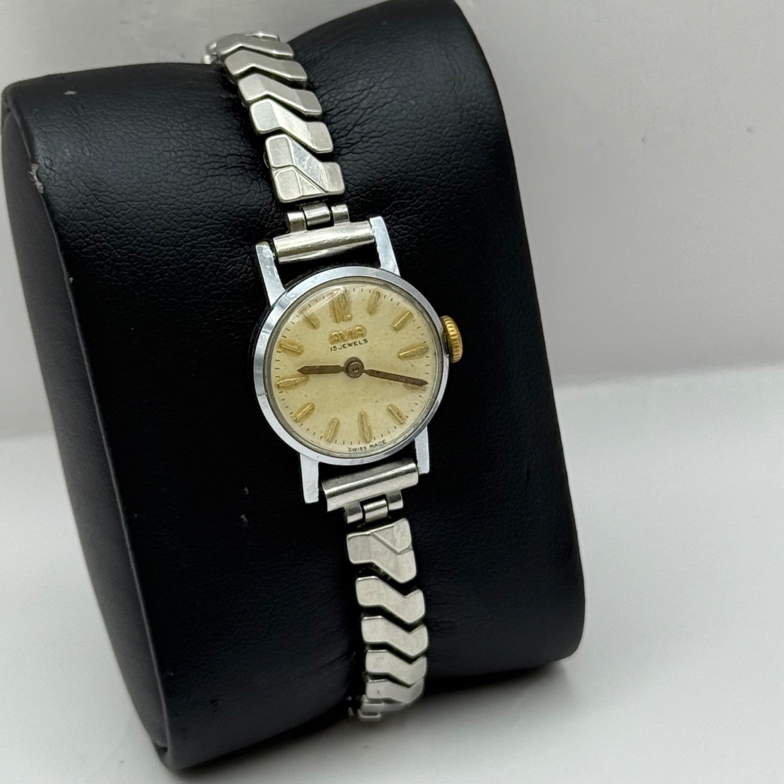 20mm Vintage Ladies Avia 15 Jewels Swiss Stainless Steel Manual Wind Watch PARTS
