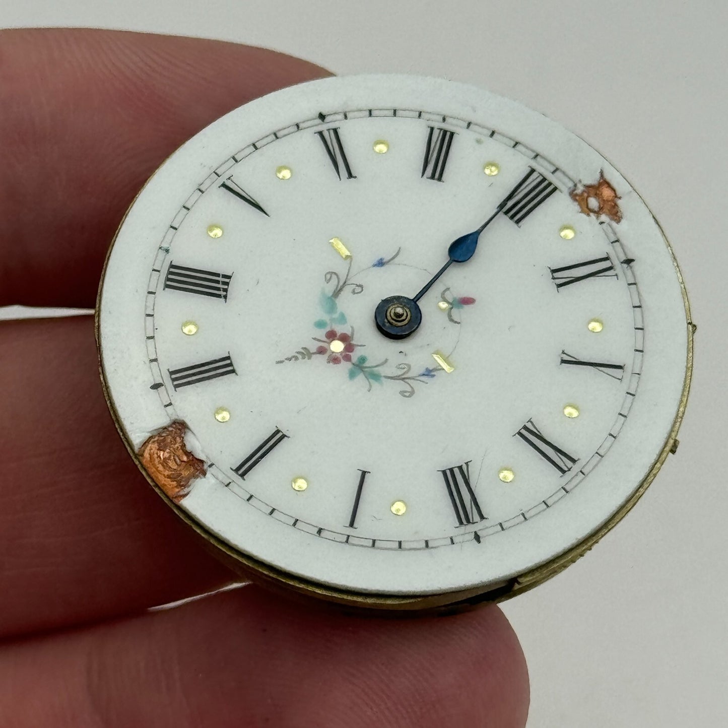 36.1mm Antique Beautiful Porcelain Dial Key Wound Pocket Watch Movement PARTS