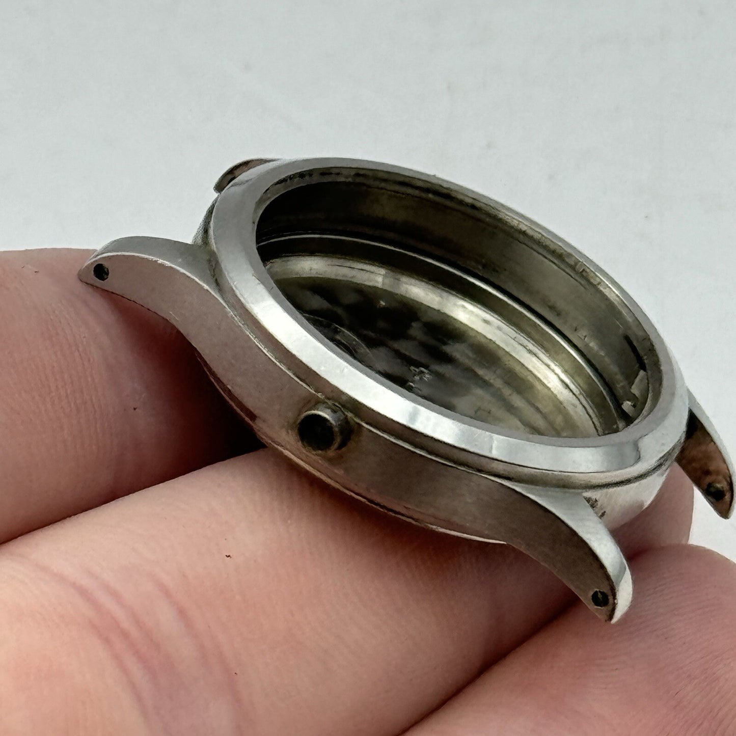 29.5mm Vintage Girard Perregaux 7163 Engraved Watch Case StayBrite Steel Brevet