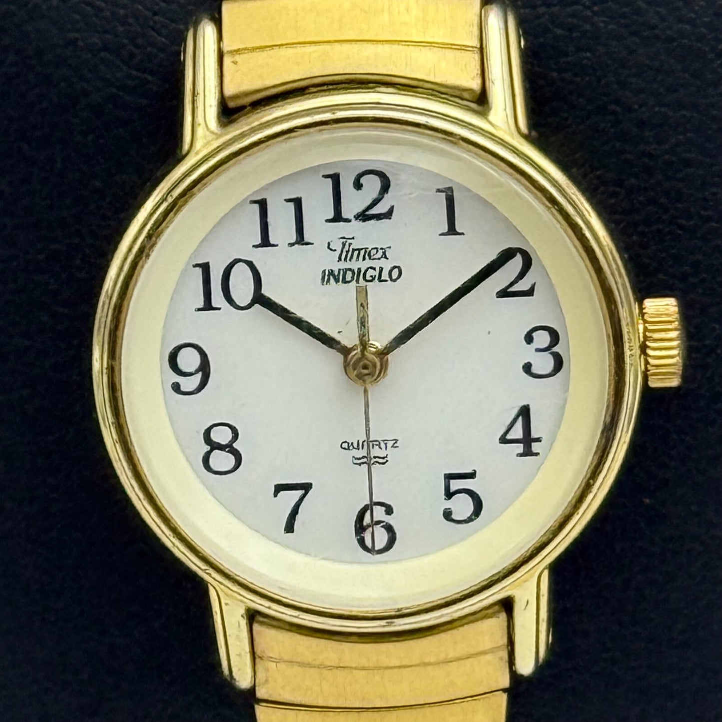 23mm Working Vintage Ladies Timex Indiglo Gold Plated Quartz Watch New Battery