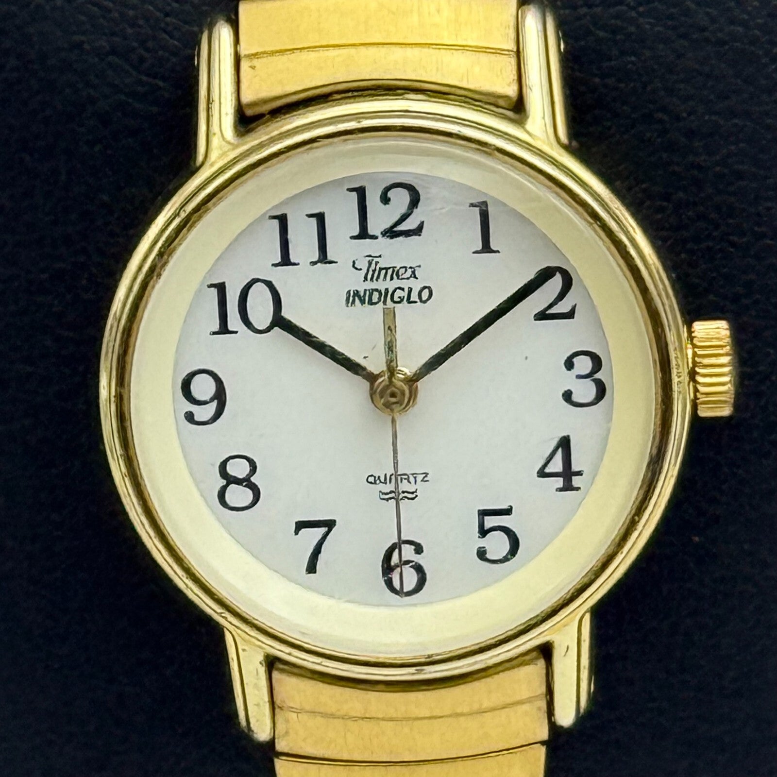 23mm Working Vintage Ladies Timex Indiglo Gold Plated Quartz Watch New Battery