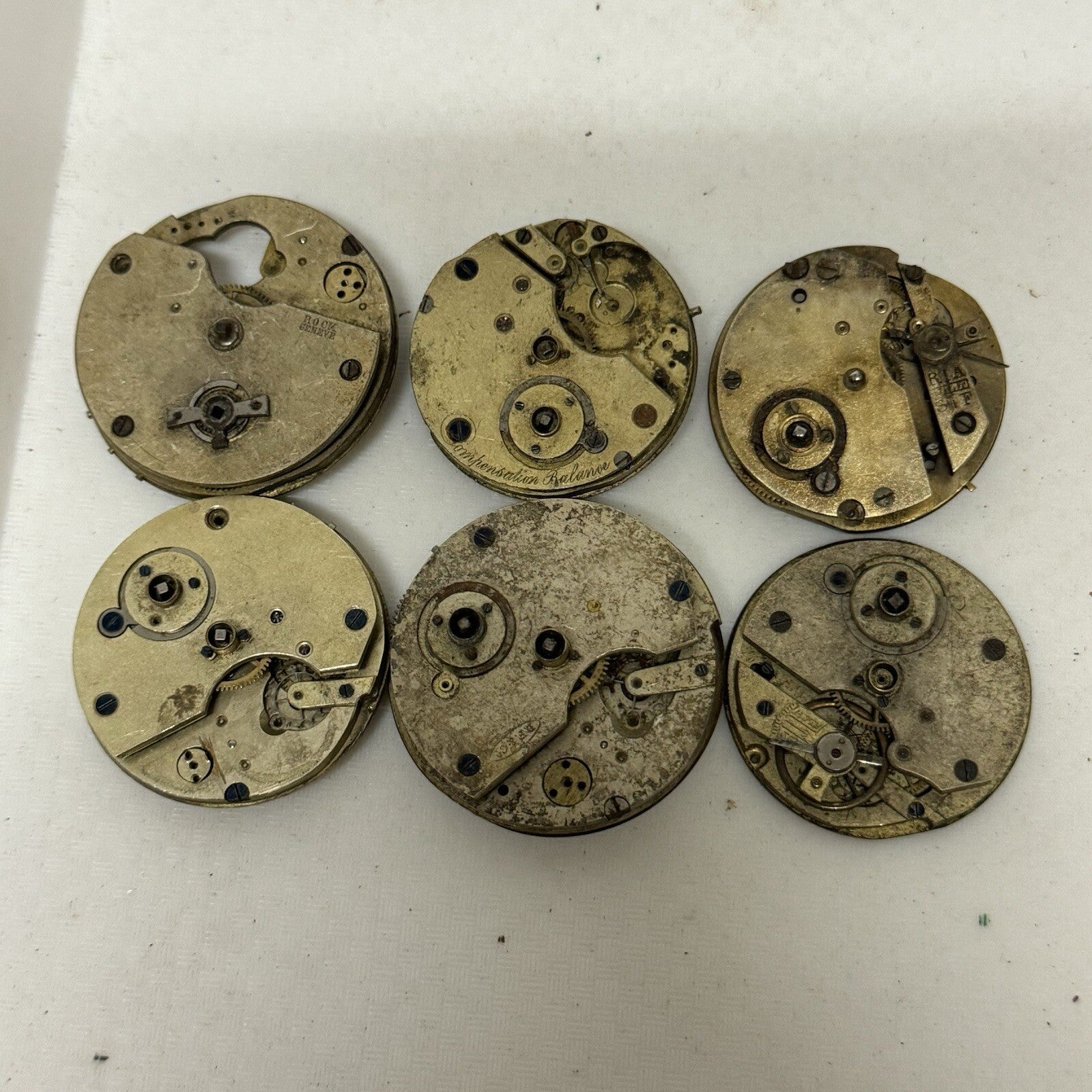 6 X Antique Key Wound Pocket Watch Movements Parts Repair Watchmakers Job Lot