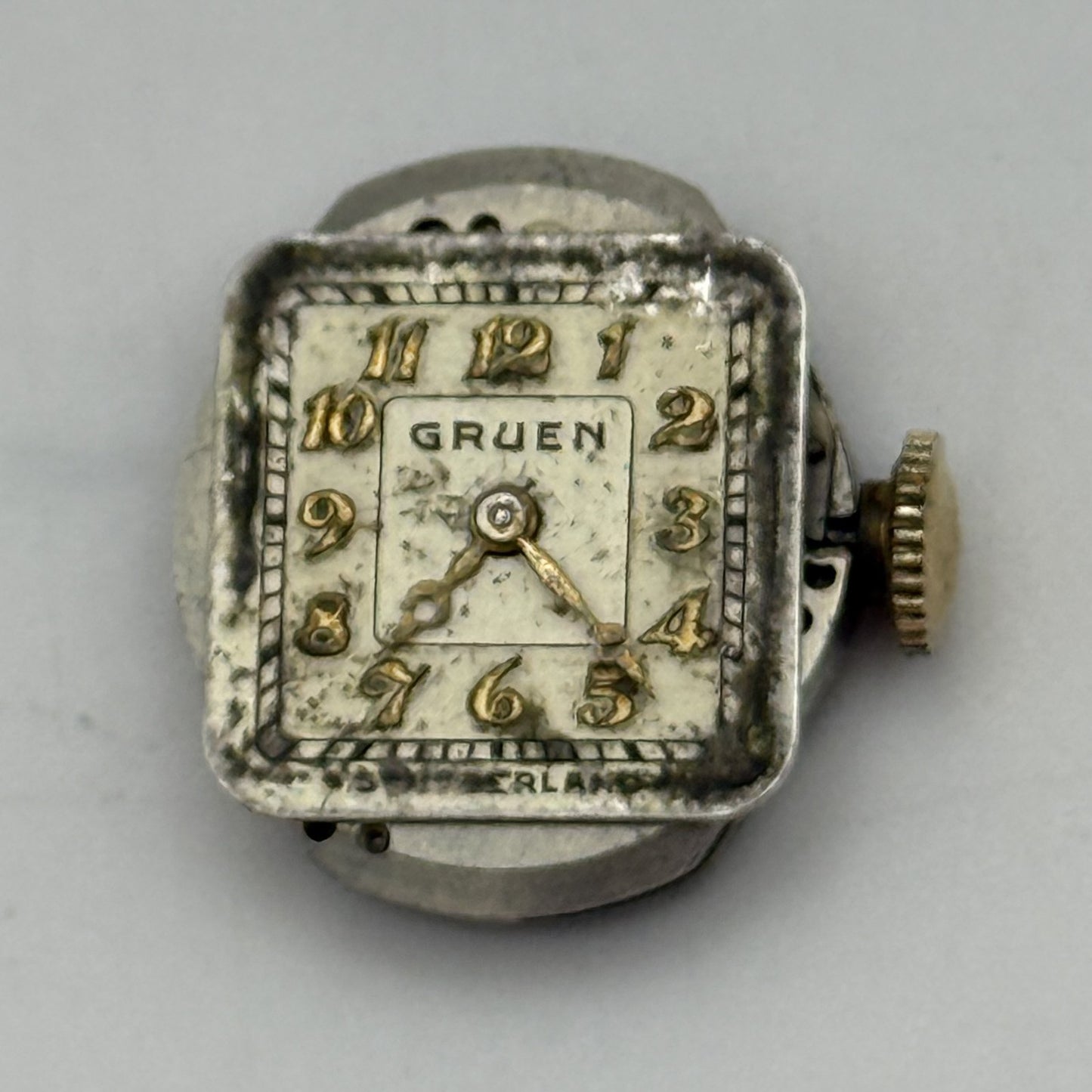 15.1mm Vintage Gruen 1-69866 Manual Wind Watch Movement PARTS REPAIR