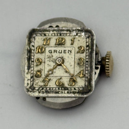 15.1mm Vintage Gruen 1-69866 Manual Wind Watch Movement PARTS REPAIR