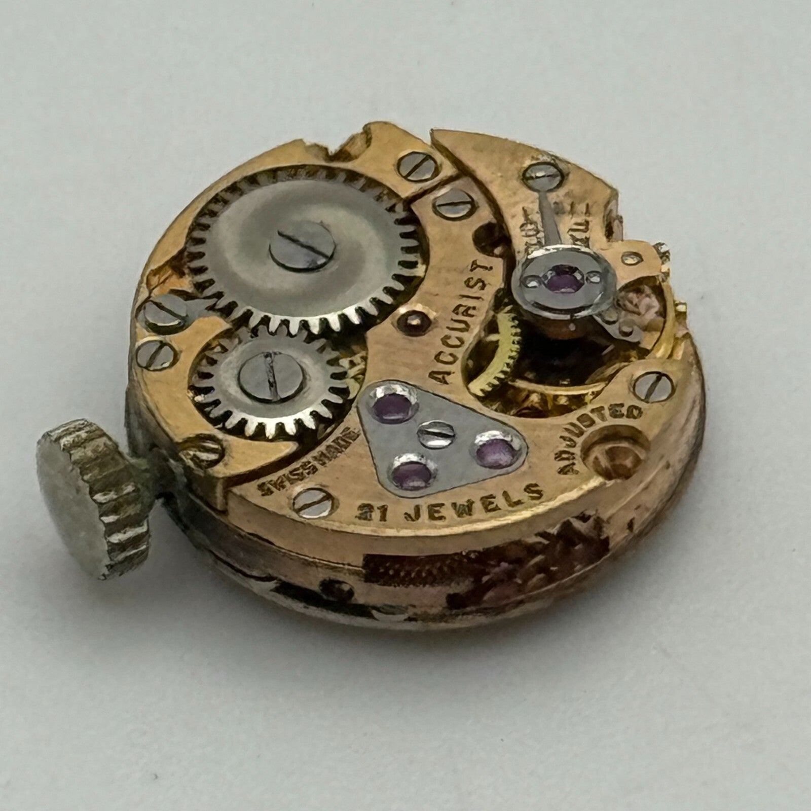 13.6mm Accurist Felsa 21 Balance Ok Manual Wind Swiss Watch Movement PARTS SPARE