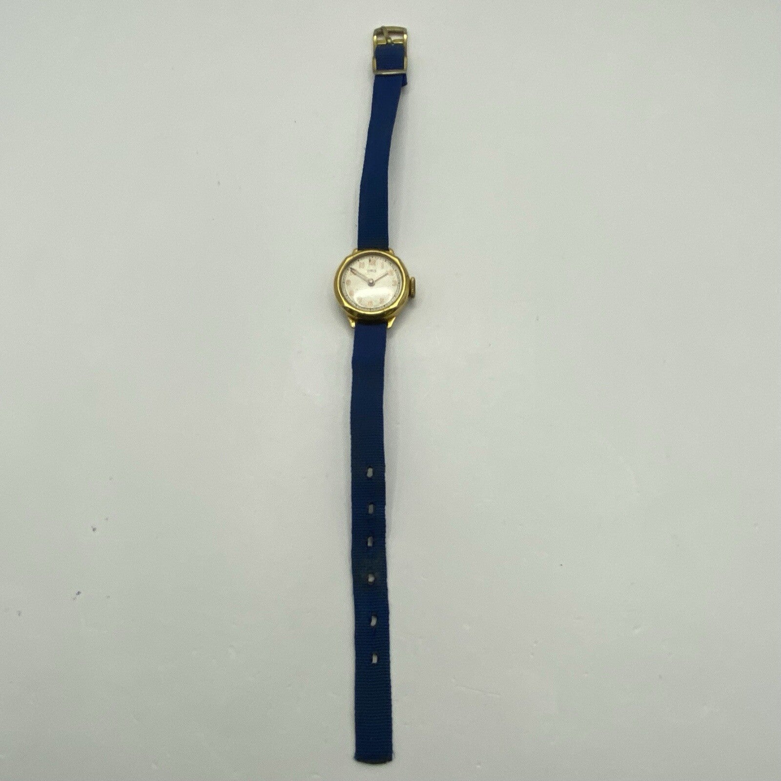 21mm Ladies Oris Cal 491 Gold Plated Blue Strap Swiss Watch FOR PARTS To Restore