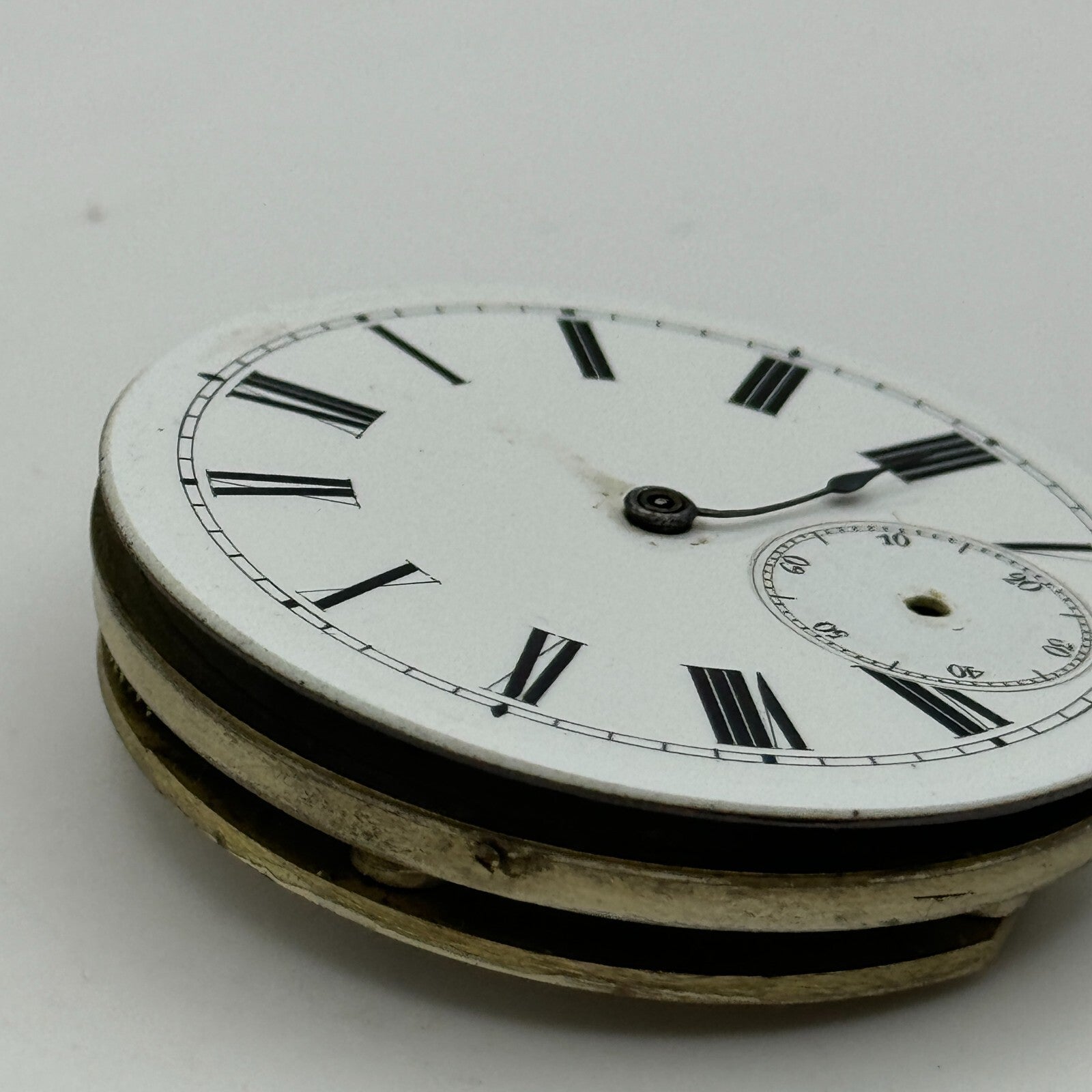 45.3mm Antique Key Wound Balance Intact Pocket Watch Movement PARTS REPAIR SPARE