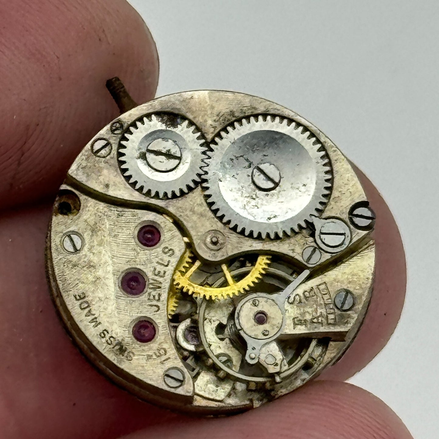 19.7mm Balance Intact 15 Jewels Manual Wind Watch Movement Swiss Vintage PARTS
