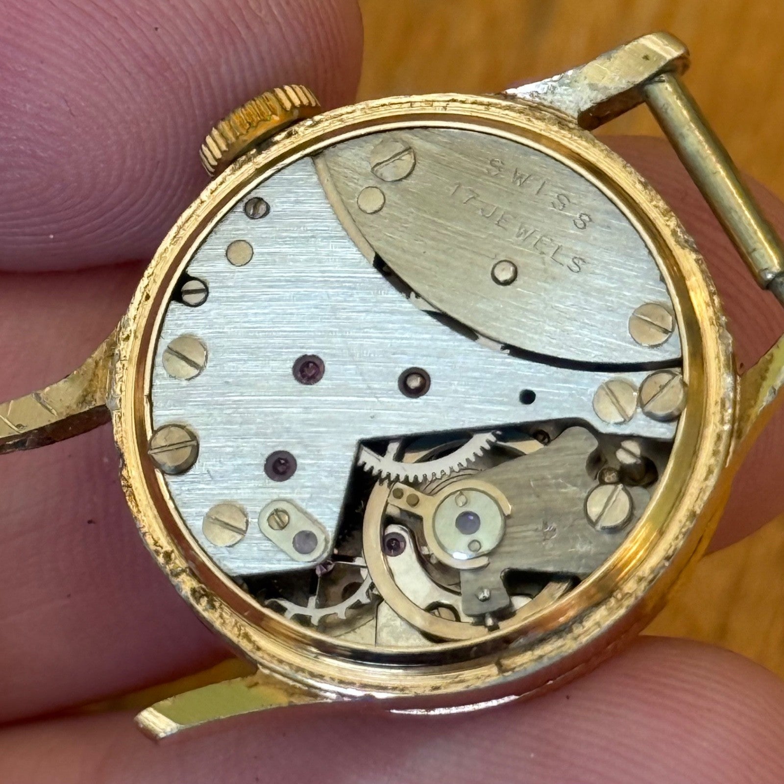 22mm Running Vintage Ostara 17 Jewels Swiss Sub Seconds Manual Wind Watch PARTS