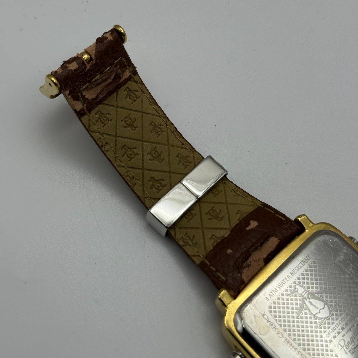 An Original Penguin Digital Quartz Watch Gold Tone Case Japan Working 41mm