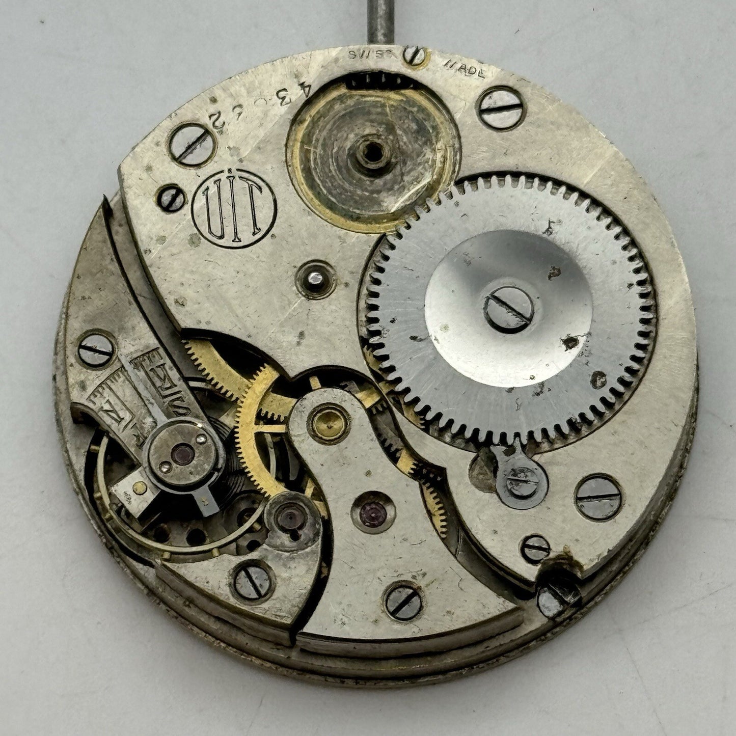 41.3mm Manual Wind UIT Top Wind Pocket Watch Movement Balance Damaged FOR PARTS