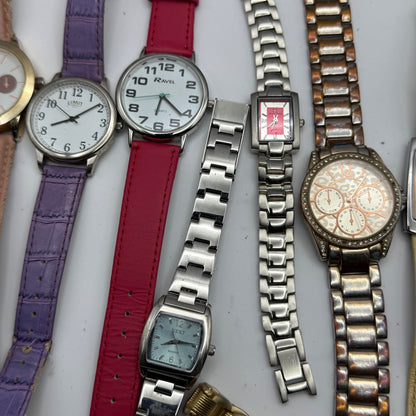 Bundle Of 16 Quartz Watches Modern / Vintage Untested Parts / Repair / Crafts